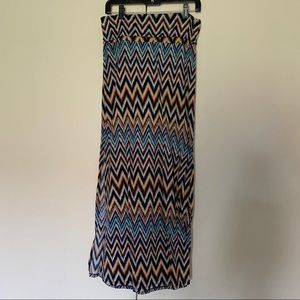 Boho Folded Over Maxi Skirt w/slits